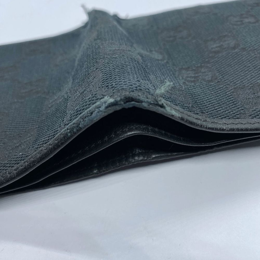 Authentic Gucci Black Canvas & Leather Bifold Wallet **FLAWS** - Picture 7 of 12